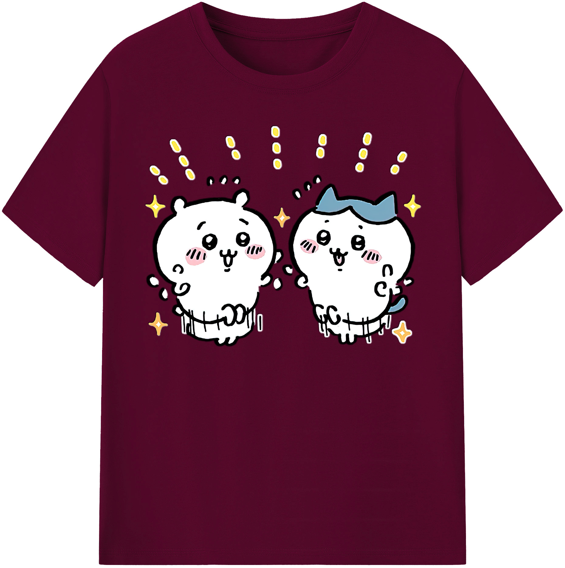 （画像用） ちいかわ ハチワレ Chii-kawa hachiware レディースカジュアルプリントTシャツ（綿100％）